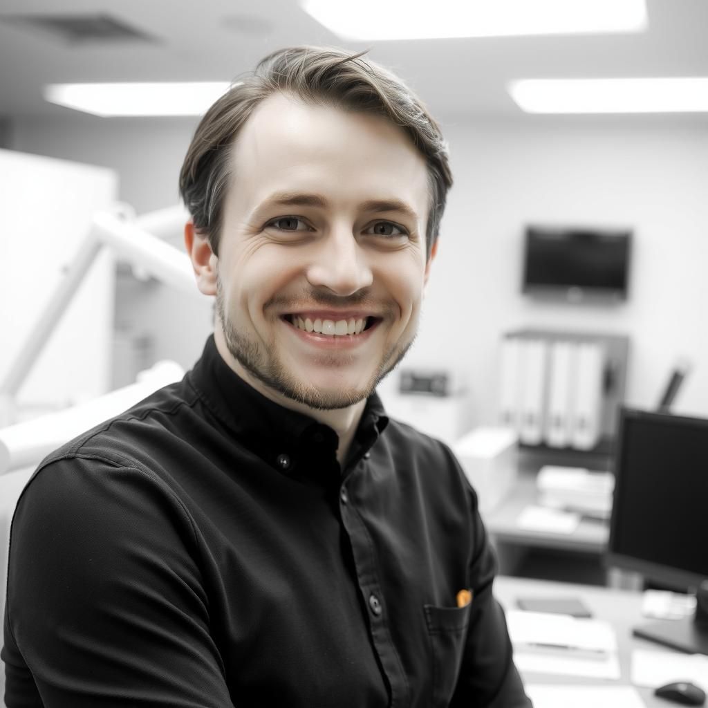 Portrait of a happy client with a professional background